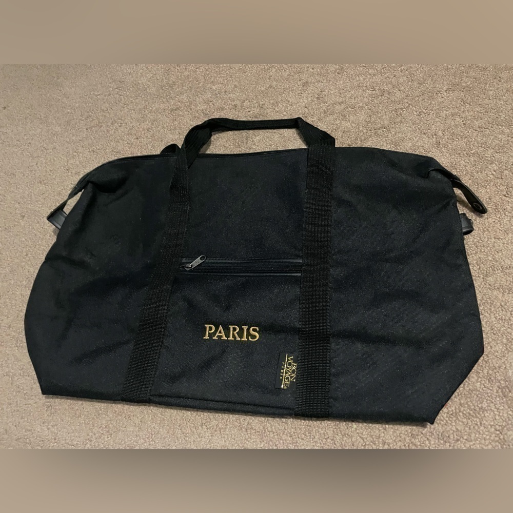 Bon Voyage Paris black duffle bag‎